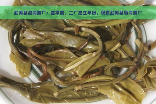 勐海县勐海茶厂：益字茶，二厂成立年份，现称勐海县顺海茶厂