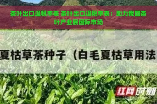 茶叶出口退税率表 茶叶出口退税率表：助力我国茶叶产业展国际市场