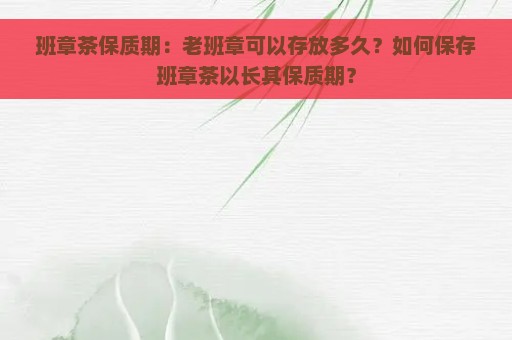 班章茶保质期：老班章可以存放多久？如何保存班章茶以长其保质期？