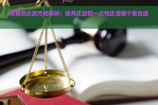 消费贷还款方式解析：按月还款和一次性还清哪个更合适？