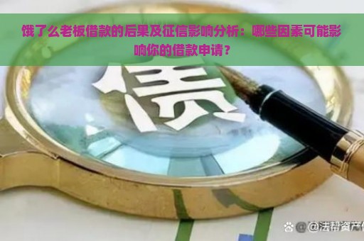 饿了么老板借款的后果及征信影响分析：哪些因素可能影响你的借款申请？