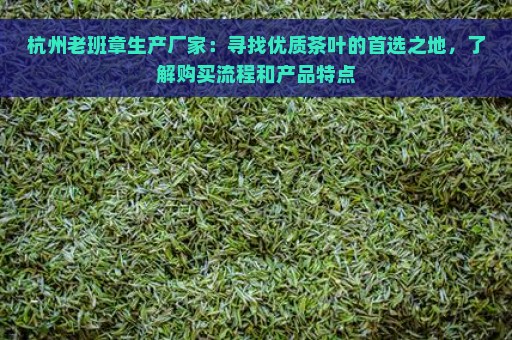 杭州老班章生产厂家：寻找优质茶叶的首选之地，了解购买流程和产品特点