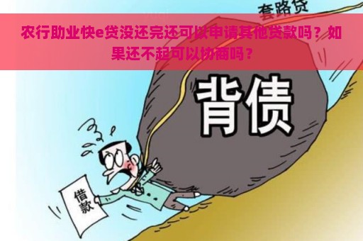 农行助业快e贷没还完还可以申请其他贷款吗？如果还不起可以协商吗？