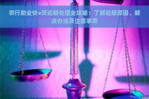 农行助业快e贷逾期处理全攻略：了解逾期原因、解决办法及注意事项