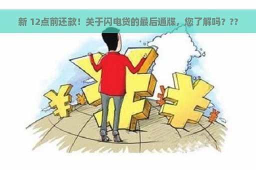 新 12点前还款！关于闪电贷的最后通牒，您了解吗？??