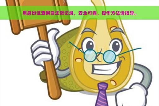 用身份证查网贷还款记录，安全可靠，操作方法请指导。