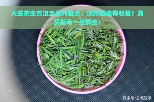 大益茶生普洱全系列盘点：哪款最值得收藏？购买指南一应俱全！