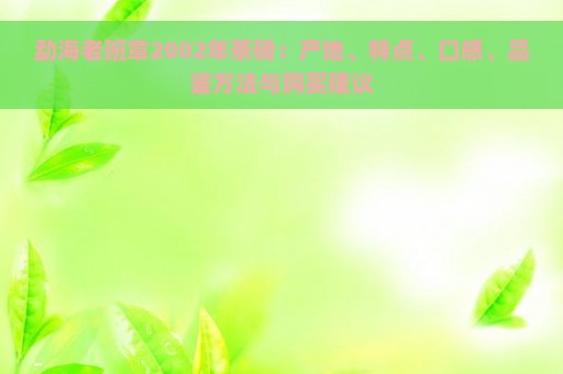 勐海老班章2002年茶砖：产地、特点、口感、品鉴方法与购买建议