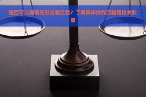 是否可以提前还款或者还款？了解具体操作流程和相关政策