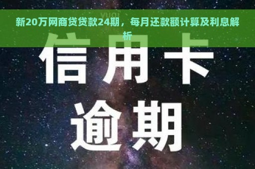 新20万网商贷贷款24期，每月还款额计算及利息解析