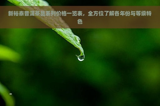 新裕泰普洱茶品系列价格一览表，全方位了解各年份与等级特色