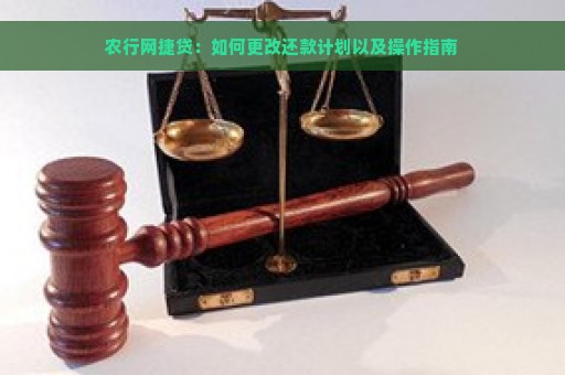 农行网捷贷：如何更改还款计划以及操作指南