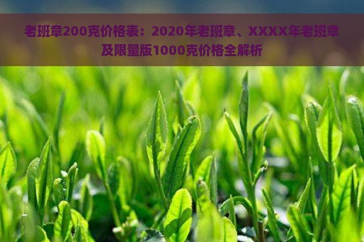 老班章200克价格表：2020年老班章、XXXX年老班章及限量版1000克价格全解析