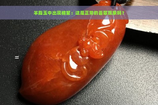 羊脂玉中出现棉絮：这是正常的翡翠现象吗？