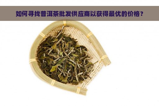 如何寻找普洱茶批发供应商以获得最优的价格？