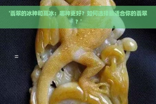 '翡翠的冰种和高冰：哪种更好？如何选择最适合你的翡翠？'