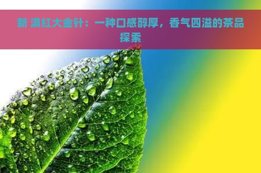 新 滇红大金针：一种口感醇厚，香气四溢的茶品探索