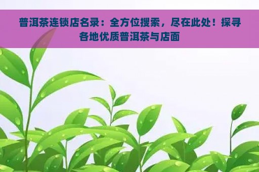 普洱茶连锁店名录：全方位搜索，尽在此处！探寻各地优质普洱茶与店面