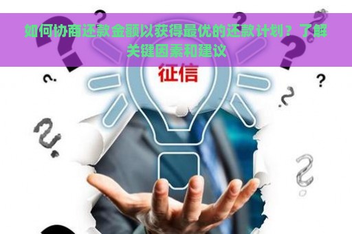 如何协商还款金额以获得最优的还款计划？了解关键因素和建议