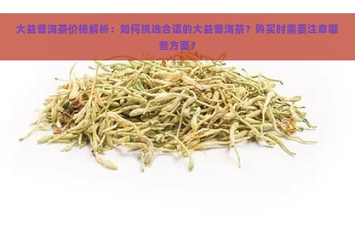 大益普洱茶价格解析：如何挑选合适的大益普洱茶？购买时需要注意哪些方面？