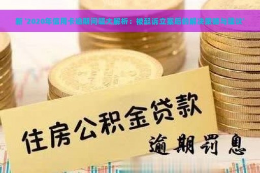 新 '2020年信用卡逾期问题大解析：被起诉立案后的解决策略与建议'