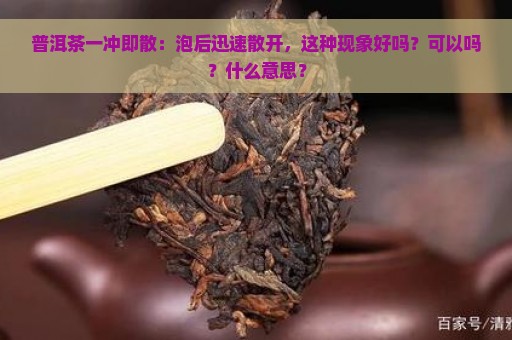 普洱茶一冲即散：泡后迅速散开，这种现象好吗？可以吗？什么意思？