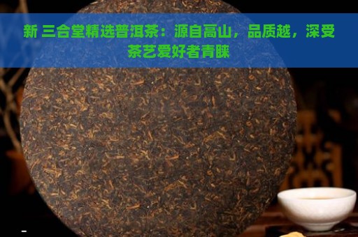 新 三合堂精选普洱茶：源自高山，品质越，深受茶艺爱好者青睐