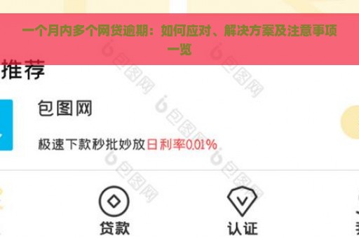 一个月内多个网贷逾期：如何应对、解决方案及注意事项一览