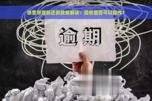 浙里贷提前还款政策解读：现在是否可以操作？