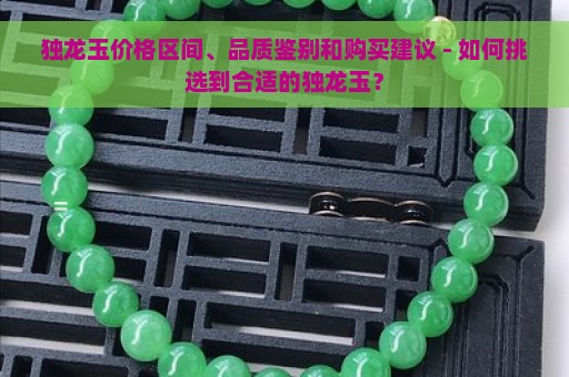 独龙玉价格区间、品质鉴别和购买建议 - 如何挑选到合适的独龙玉？