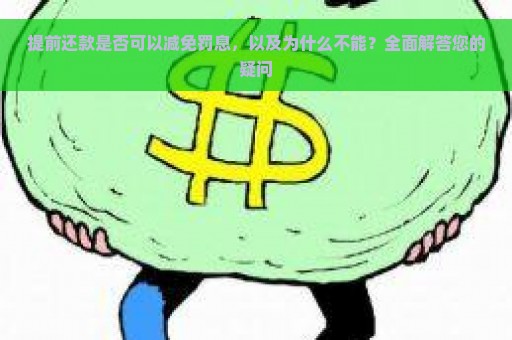 提前还款是否可以减免罚息，以及为什么不能？全面解答您的疑问