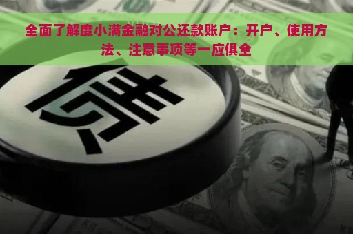 全面了解度小满金融对公还款账户：开户、使用方法、注意事项等一应俱全