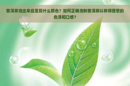 普洱茶泡出来应呈现什么颜色？如何正确泡制普洱茶以获得理想的色泽和口感？