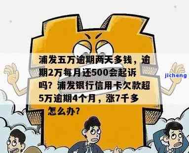 浦发银行逾期2万多每个月还500会起诉吗？逾期两个月还能继续使用吗？