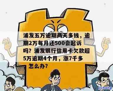 浦发银行逾期2万多每个月还500会起诉吗？逾期两个月还最低还能使用吗？