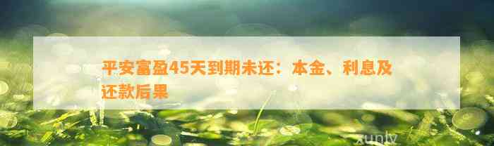 平安富盈45天到期未还：本金、利息及还款后果