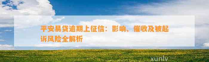 平安易贷逾期上征信：影响、催收及被起诉风险全解析