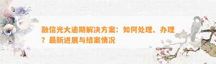 融信光大逾期解决方案：如何处理、办理？最新进展与结案情况