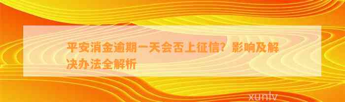 平安消金逾期一天会否上征信？影响及解决办法全解析