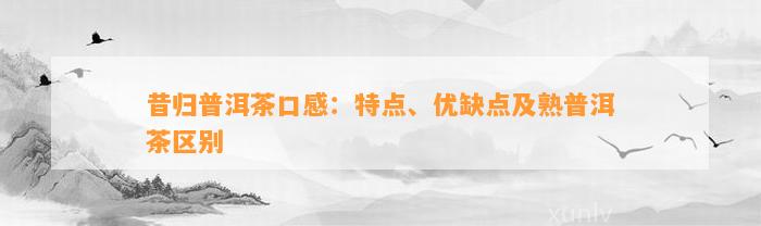 昔归普洱茶口感：特点、优缺点及熟普洱茶区别