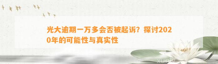 光大逾期一万多会否被起诉？探讨2020年的可能性与真实性