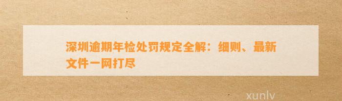 深圳逾期年检处罚规定全解：细则、最新文件一网打尽