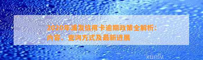 2020年浦发信用卡逾期政策全解析：内容、查询方式及最新进展