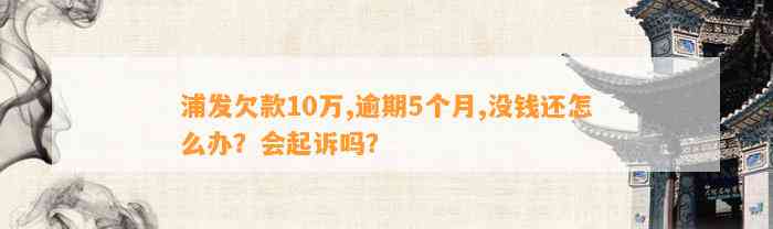 浦发欠款10万,逾期5个月,没钱还怎么办？会起诉吗？