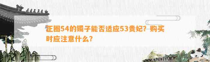 正圈54的镯子能否适应53贵妃？购买时应注意什么？