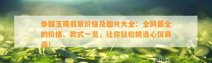 泰国玉镯翡翠价格及图片大全：全网最全的价格、款式一览，让你轻松挑选心仪商品！