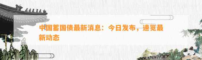 中国蓄国债最新消息：今日发布，速览最新动态