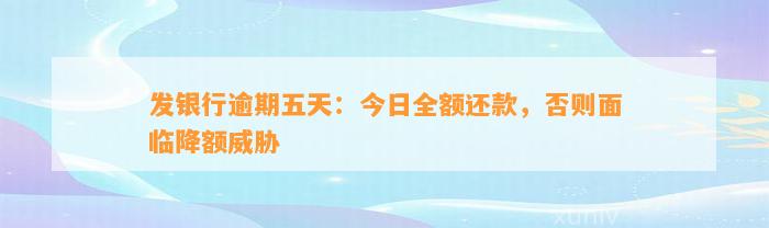 发银行逾期五天：今日全额还款，否则面临降额威胁