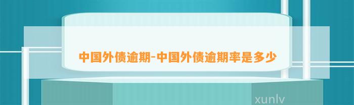 中国外债逾期-中国外债逾期率是多少