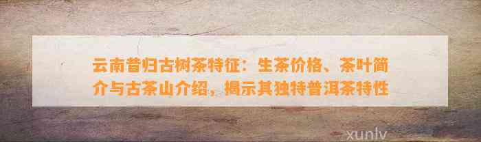 云南昔归古树茶特征：生茶价格、茶叶简介与古茶山介绍，揭示其特别普洱茶特性